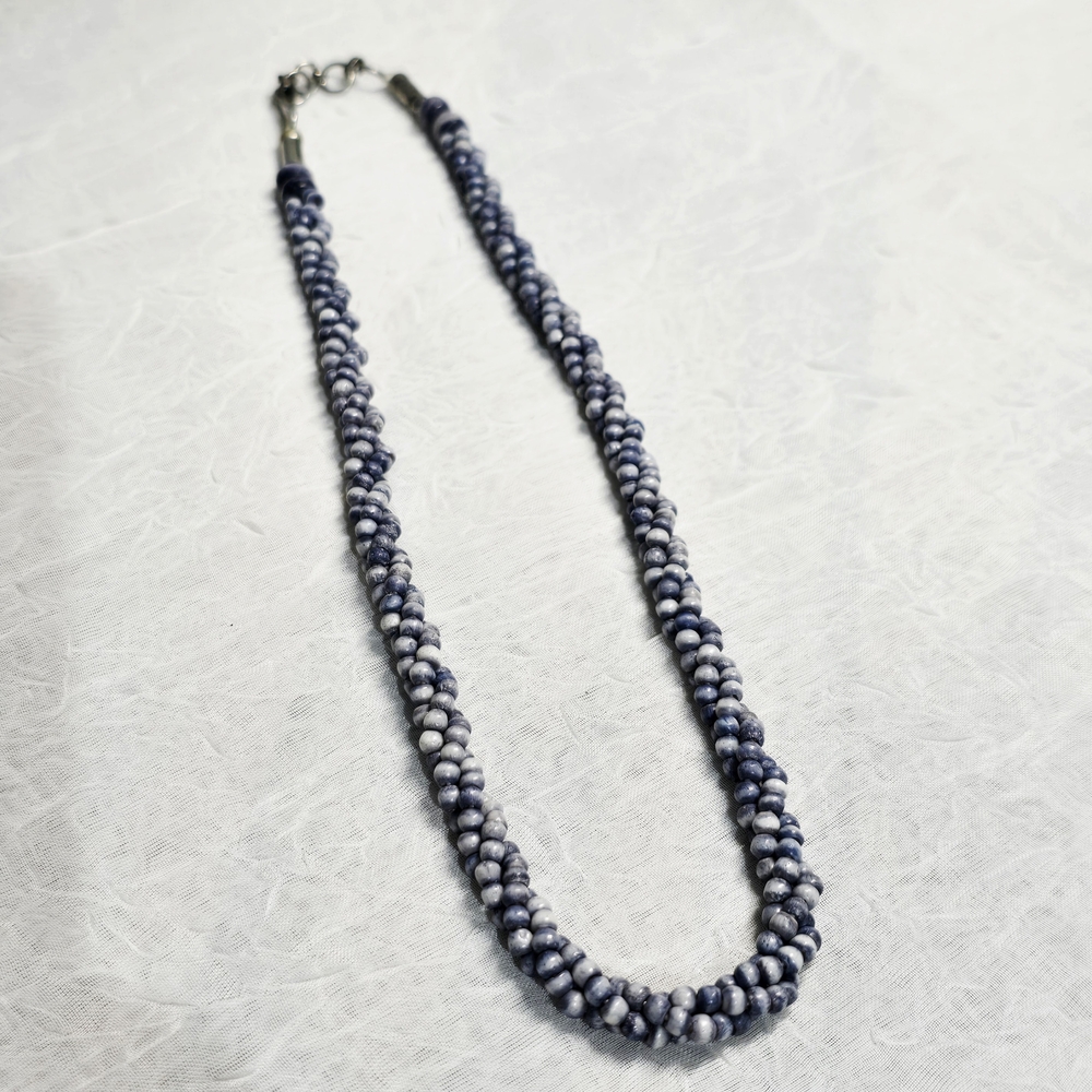 Chic Blue and White Beaded Necklace